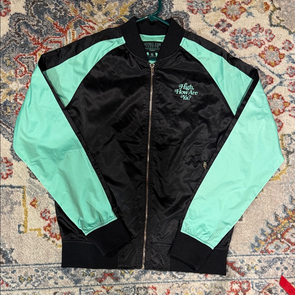 Jeffree Star Mint and Black Bomber Jacket